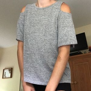Grey Cold Shoulder T Shirt